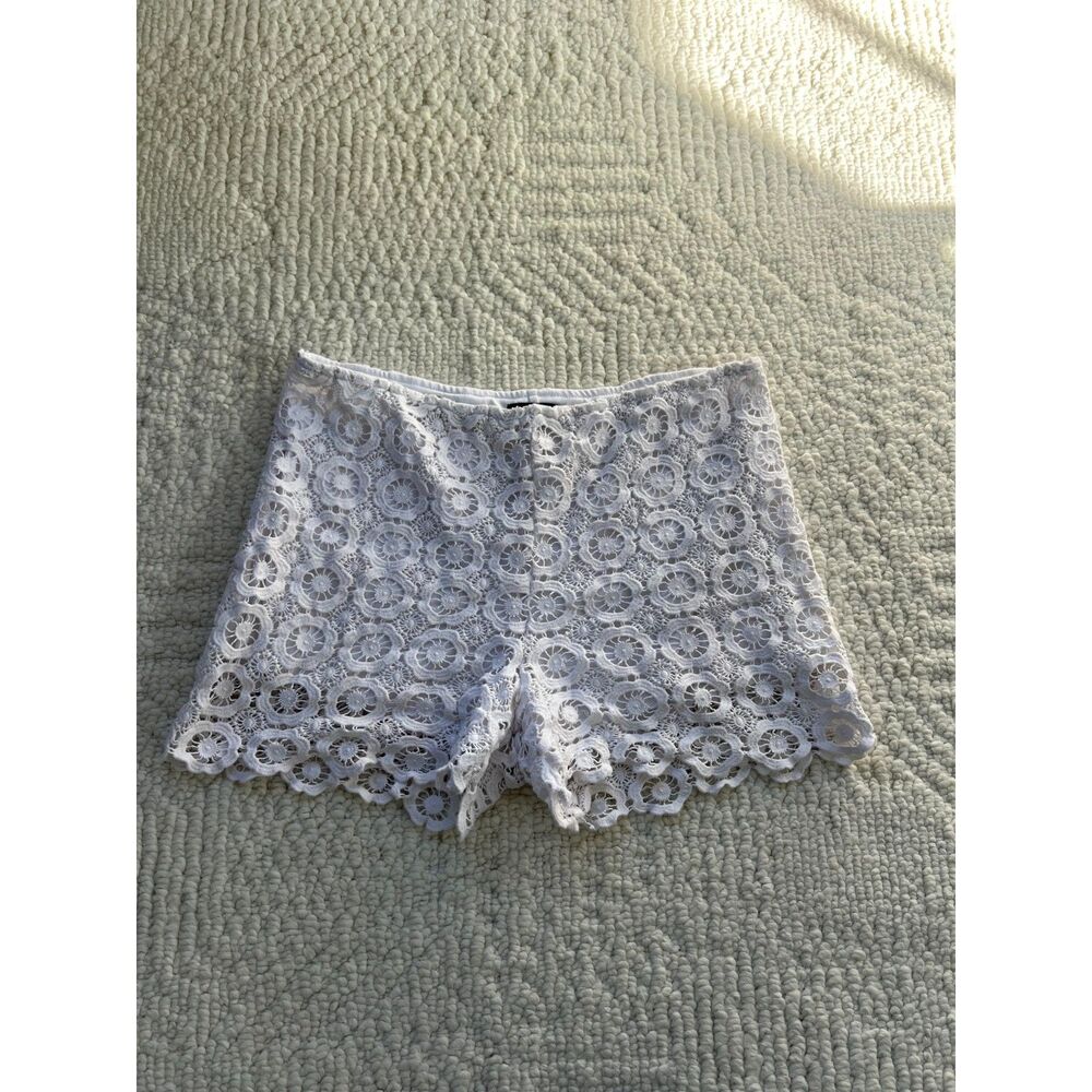 aqua white crochet eyelet shorts